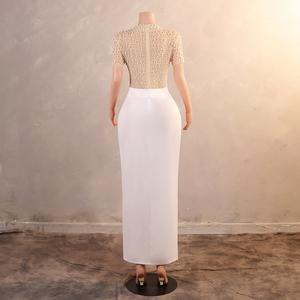 <span class=keywords><strong>Robe</strong></span> formelle à fente perlée <span class=keywords><strong>et</strong></span> manches courtes bon marché, <span class=keywords><strong>robe</strong></span> de soirée <span class=keywords><strong>chic</strong></span> pour femme - Product Image 4