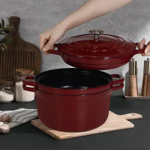 4-in-1 Cast Iron Stackable Cookware Set Enameled Dutch Oven Set