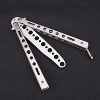 Couteau papillon d'entraînement pour débutants, Balisong riveté sans entretien, outil de maniement non affûté pour un apprentissage sûr des techniques