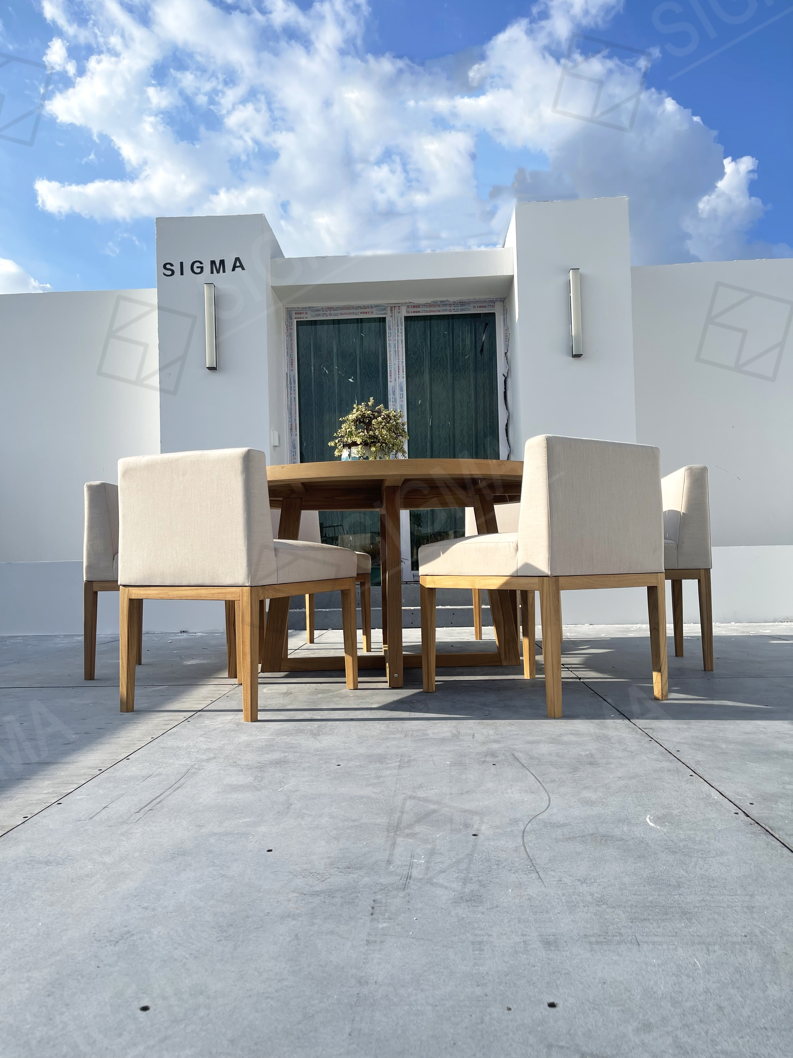 Outdoor Furniture   Patio Solid Teak Garden Dining Table Set Luxury  Dinning Table Set With Chairs