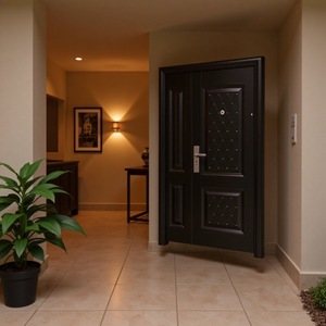 Porte de sécurité double à emboîtement noir, motif diamant, en métal et fer, pour extérieur, antivol, pour construction de villa - Product Image 1