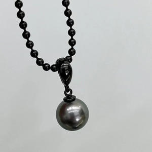 Accessoires en argent S925 pour la création de bijoux, support vide pour pendentif noir avec boucle, pour perles rondes de 10 à 13 mm, 31052 - Product Image 4