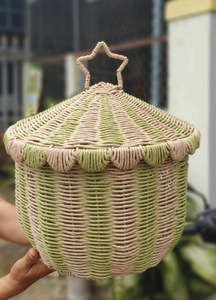 Wholesale <b>Wicker</b> Straw Gift Hamper <b>Basket</b> Handicraft <b>White</b> Fabric Lining Decorative Pattern Picnics Storing Fruit-from Vietnam - Product Image 3
