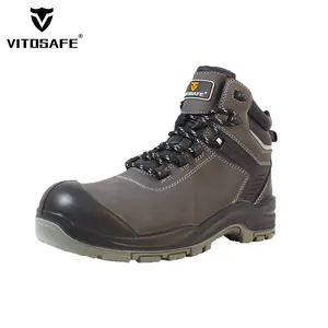 Industrial Construction Waterproof Cow Leather Protective Footwear Men's Work Safety Shoes