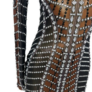 Elegante Rhinestone cumpleaños boda graduación noche sirena vestido mujeres banquete graduación largo trompeta vestido cena Club desgaste - Product Image 6