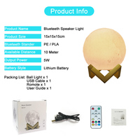 Lampe de table LED musicale 3D moderne rechargeable par USB, avec haut-parleur intégré, corps en plastique, télécommande, pour salon
