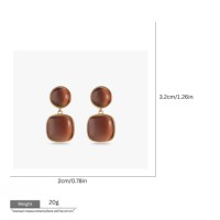 Nouvelles boucles d'oreilles pendantes géométriques en acier inoxydable plaqué or avec résine marron, bijoux fantaisie pour femme, cadeau