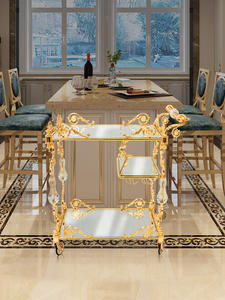 सुरुचिपूर्ण रेस्तरां ट्राली कला शादी की सजावट लक्जरी प्रकाश भोजन गाड़ी गोल्डन तांबे होटल ट्राली - Product Image 2