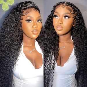 Perruque bouclée à ondes profondes cambodgienne pré-épilée de densité 180 200, 13x4, ondes d'eau, dentelle suisse transparente HD 13x6, perruques en cheveux humains - Product Image 1