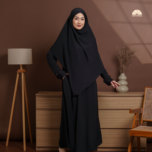 Conjunto de Abaya de Algodón Negro Marbella Premium con Khimar Francés, Transpirable, Modesto, Islámico, Elegante, Vestido Holgado, Caja de Regalo - Product Image 3
