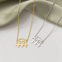 Kalung Liontin Angka 222 Trendy Custom dari Baja Tahan Karat 316L Berlapis Emas Pvd 14k 18k untuk Wanita Grosir