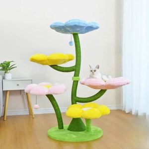 Cadre d'escalade pour chat en bois de petite taille et porte-nid Sisal Pet Scratch Pillar Flower Toy pour animaux de compagnie sans occupation des terres - Product Image 2