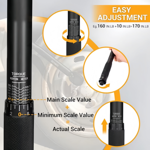 Llave Dinamométrica de Tubo Plano con Mango Negro de 1/2 Pulgada, 10~<span class=keywords><strong>150</strong></span> <span class=keywords><strong>Ft</strong></span>-Lb y 13.6~203.5 Nm, para Reparación de Motos y Automóviles - Product Image 3