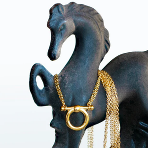 Collana con Morso di Cavallo in Acciaio Inossidabile Placcato Oro 18K, Gioiello per Amanti dei Cavalli - Product Image 4