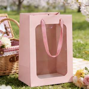 Bolsas de Papel Personalizadas con Asas y Ventanas Transparentes, Ideales para Empacar Flores Secas y Regalos Florales Frescos - Product Image 4