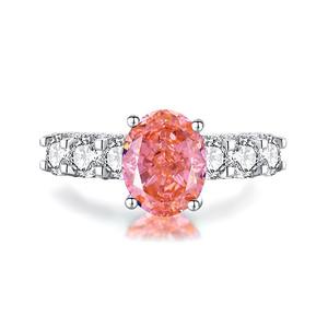 Damen 925 Sterling Silber 8*10mm Rosa Blau Iced Out Ovaler Zirkonia <span class=keywords><strong>Ring</strong></span> Verlobungs-Hochzeits-Labordiamant Luxus-Ringe Schmuck - Product Image 4