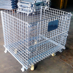 Stackable Heavy Duty Steel Storage Container Storage Cages Steel <strong>Wire</strong> Collapsible <strong>Basket</strong> - Product Image 2