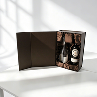Boîte à vin rigide personnalisée en forme de livre marron avec logo en feuille d'or, pelliculage mat résistant aux rayures pour une ou plusieurs bouteilles