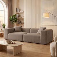 Canapé de salon droit minimaliste italien en tissu velours côtelé éponge haute densité compressé sous vide, personnalisable pour hôtel et maison