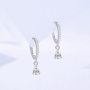S925 <b>Sterling</b> <b>Silver</b> Teardrop Zircon Dangle <b>Hoop</b> Earrings Sparkling Luxury Drop Earring Fine Jewelry For Women Wedding Party - Product Image 2