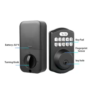 Modern Electronic Deadbolt Fingerprint Digital Zinc Alloy Smart Keyless Door Locks