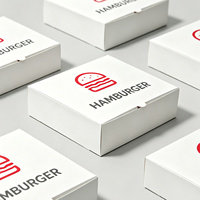 Caja de Cartón Desechable Ecológica Personalizable con Tapa Abatible Blanca para Hamburguesas, Papas Fritas, Sándwiches y Otros Alimentos
