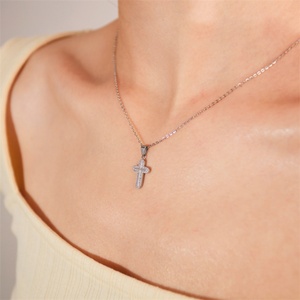 Wholesale Minimalist Jewelry <b>Cross</b> Necklace Stainless Steel Cute Zircon <b>Cross</b> Pendant Necklace - Product Image 2