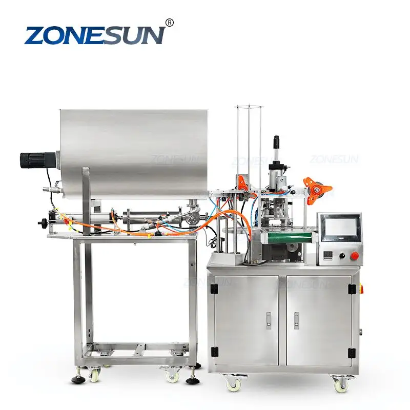 ZONESUN ZS-FS600全自動ピーナッツバターディップソースアイスクリームプラスチックカップロータリー充填およびシール機