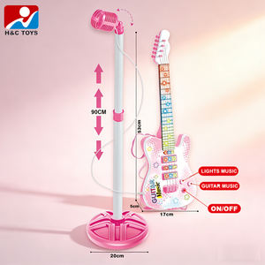 Ensemble guitare et microphone pour <span class=keywords><strong>fille</strong></span> avec effets lumineux et musicaux, hauteur du microphone réglable, jouets d'instruments de musique pour enfants - Product Image 2