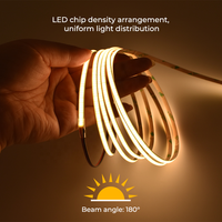 Bande lumineuse LED COB flexible à 320 LED, blanc chaud 3000K, 24V, CRI90, avec télécommande/Wi-Fi, dimmable, pour aménagement paysager