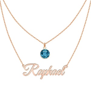 Joyería personalizada 925 plata esterlina chapado en oro piedra de nacimiento cristal personalizado nombre collar - Product Image 3