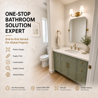 Ensemble de salle de bain complet contemporain OEM ODM, suite minimaliste en céramique avec vasque, toilettes et baignoire pour projets d'appartements, tours et condos