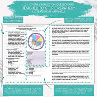 Impression personnalisée, 12 réflexions mensuelles, question d'arrêt de la Procrastination, loi d'attraction, planificateur pour objectif de vie