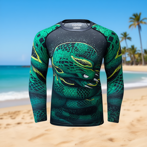 เสื้อรัดกล้ามเนื้อแขนยาวสำหรับผู้ชาย Nestrue Sports ป้องกันรังสียูวี พิมพ์โลโก้ตามสั่ง ชุด BJJ ผ้าสแปนเด็กซ์ โพลีเอสเตอร์ เสื้อ MMA แบบซับลิเมชั่น - Product Image 2