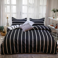 300TC ponçage Aloe coton drap de lit housse de couette ensemble quatre saisons étudiant dortoir trois pièces ensemble hommes Plaid rayé pour la maison
