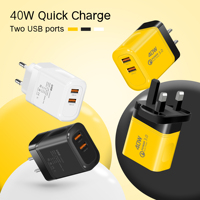 Chargeur rapide DENIXI 40W, prise C3.0, téléphone portable, ordinateur portable, ordinateur, voyage, adaptateur de chargeur 12W, compatible EU/UK/US, prise de charge