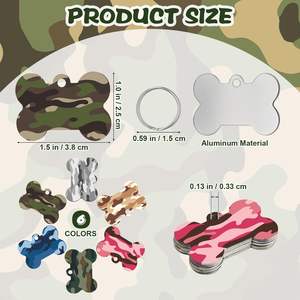 Étiquette d'identification de chien en forme d'os vierge en alliage d'aluminium imprimé UV pendentif de collier d'étiquette de nom d'animal de compagnie avec porte-clés pour la fabrication d'étiquettes Souvenirs - Product Image 4