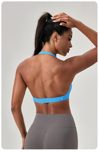 Wholesale Sexy Halter Neck Twist Yoga Bra Women Deep V Neck Padded Sports Crop Top Buttery Soft Pilates Running Gym Fitness Bra - Product Image 2
