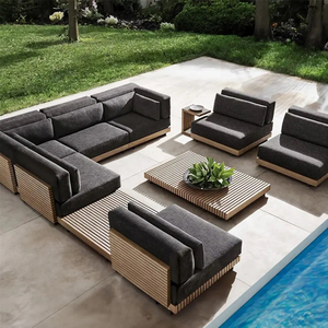Meubles <span class=keywords><strong>de</strong></span> <span class=keywords><strong>jardin</strong></span> en teck <span class=keywords><strong>de</strong></span> luxe modernes du fabricant Ensemble <span class=keywords><strong>de</strong></span> canapé <span class=keywords><strong>de</strong></span> patio en bois massif avec <span class=keywords><strong>coussins</strong></span> <span class=keywords><strong>pour</strong></span> hôtels Parcs - Product Image 2