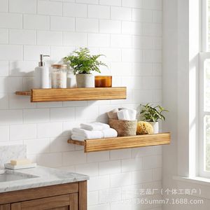 Wooden <b>Wall</b> <b>Mounted</b> <b>Shelf</b> Rectangle Single Layer Multipurpose Home Decor Bookshelf Succulent Display <b>Shelf</b> - Product Image 4