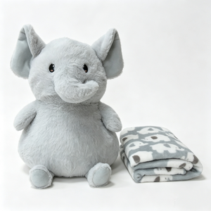 Peluche d'éléphant personnalisée, peluche d'éléphant grise, ensemble de couverture d'éléphant, adorable jouet d'éléphant - Product Image 2