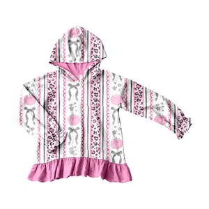 Pull à capuche personnalisé pour enfants avec imprimé floral d'automne et volants, vente en gros, vêtements pour enfants, haut de boutique - Product Image 4
