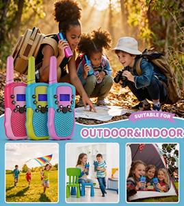 Radio Bidireccional Portátil, Walkie Talkie FM <span class=keywords><strong>de</strong></span> Largo Alcance, Resistente al Agua, Receptor <span class=keywords><strong>de</strong></span> Emergencia, Diseño <span class=keywords><strong>de</strong></span> Dibujos Animados con Patrón <span class=keywords><strong>de</strong></span> Rayas, Juguete - Product Image 6