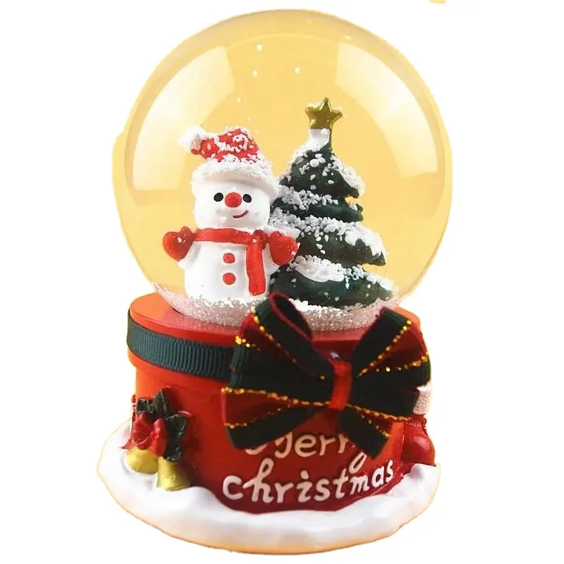 2021 Fabrikant Mini Beeldje Xmas Decoraties Kerst Hars Lantaarn Sneeuw Bal Globe Met Blazen Sneeuw Woondecoratie