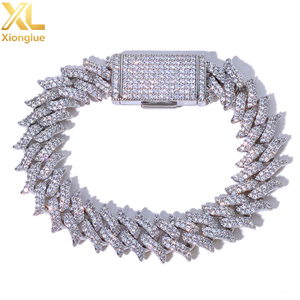 15mm 2 Rows Cuban <b>Chain</b> Link Bracelet Gold Plated Brass Iced Out CZ Zircon Cubic Zirconia Hip Hop Custom - Product Image 4
