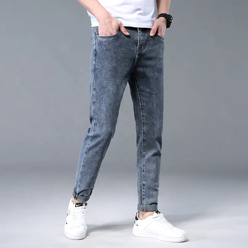 Wholesale Stretch Denim Straight Jeans Custom Logo Casual Washed Jeans Pant Fashion Men Jeans