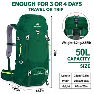 Mochila de montaña de alta calidad de 50L, bolsa de viaje ligera, mochila de senderismo, cubierta de lluvia - Product Image 2