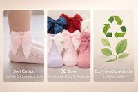 Chaussettes antidérapantes respirantes en coton tricoté pour bébé fille, certifiées Oeko-Tex, collection automne-hiver, avec nœud, style décontracté
