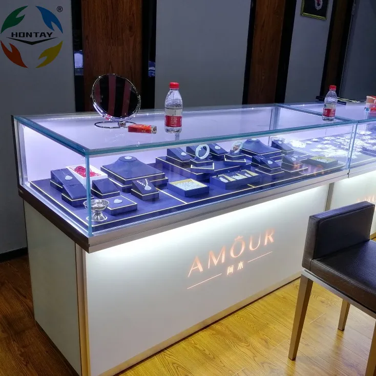 Manufacturer Retail Jewellery Display Cabinet Design Jewels Mall Counter Kiosk Jeweller's Store Glass Display Showcase