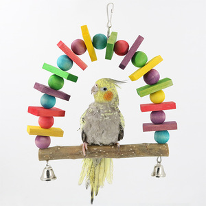 Renkli küçük kuş oyuncak seti <span class=keywords><strong>Rattan</strong></span> kuş kafesi malzemeleri ahşap merdiven kemik papağanlar için atiatiel eğitim çiğneme salıncak - Product Image 2